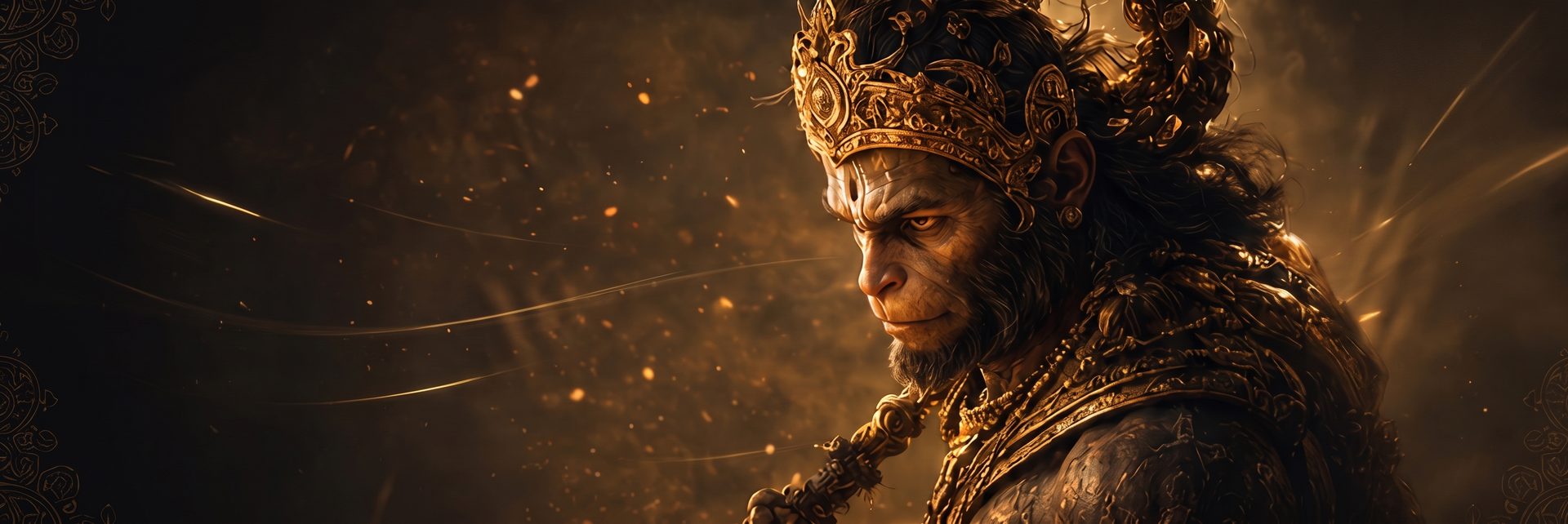 The monkey king of Ashes of Bharata, wearing a golden crown
